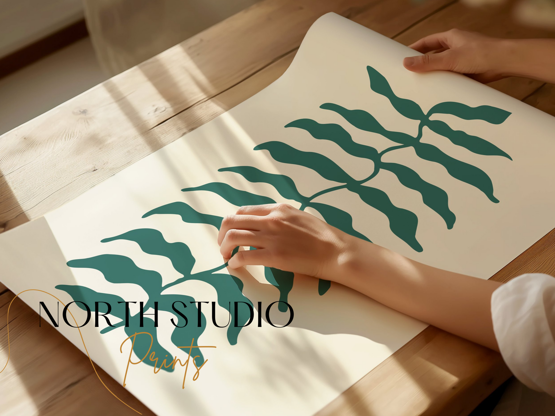 Premium Poster of Stylized Green Leaf Abstract Art Print Posters