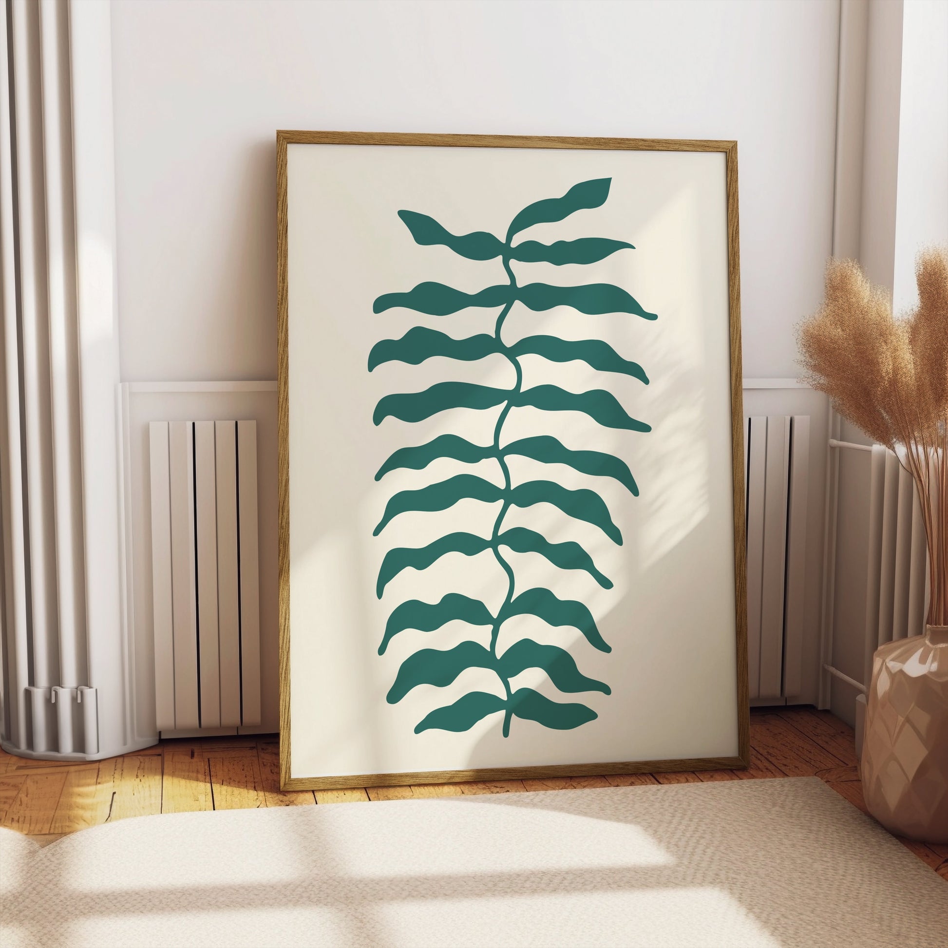 Premium Poster of Stylized Green Leaf Abstract Art Print Posters