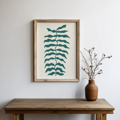 Premium Poster of Stylized Green Leaf Abstract Art Print Posters