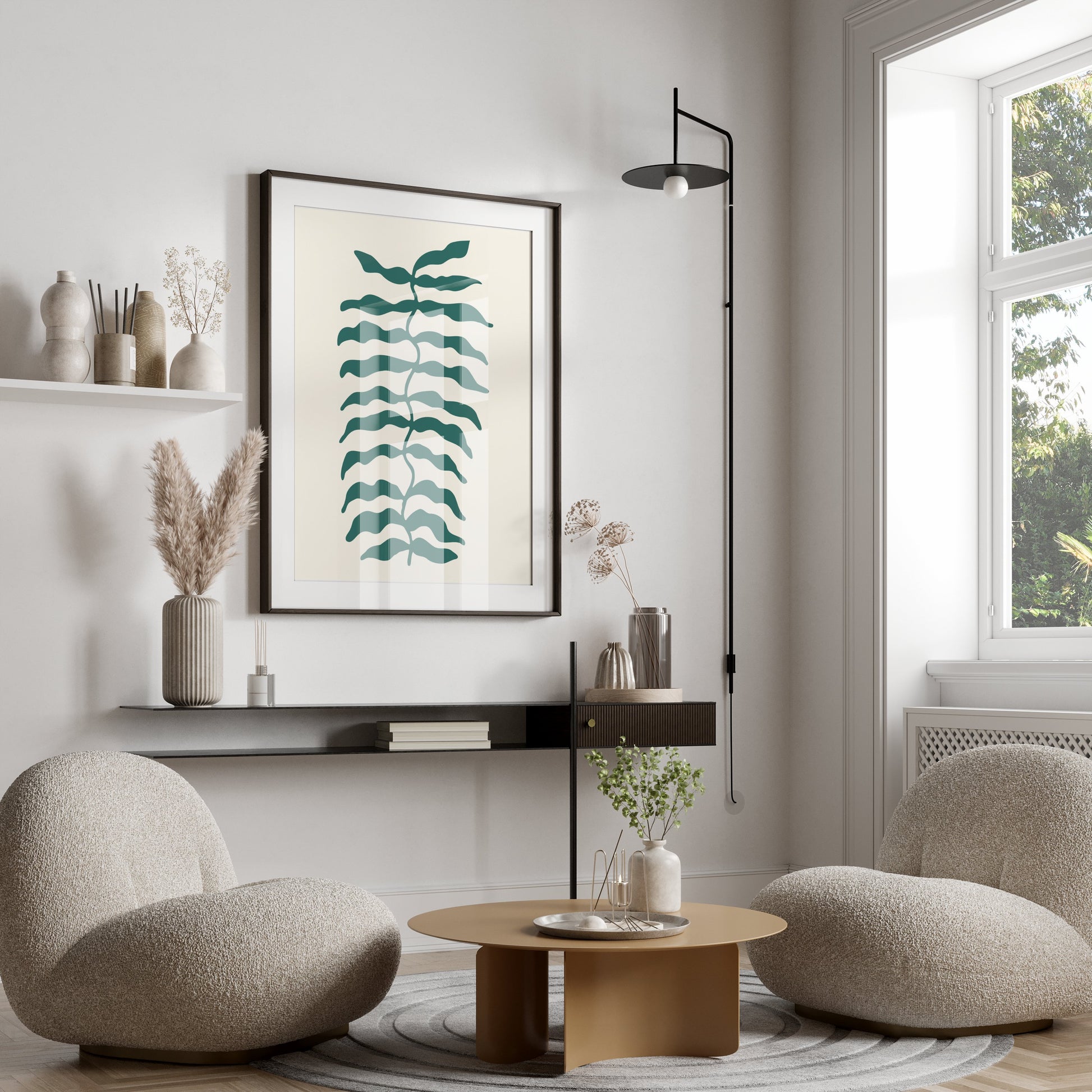 Premium Poster of Stylized Green Leaf Abstract Art Print Posters