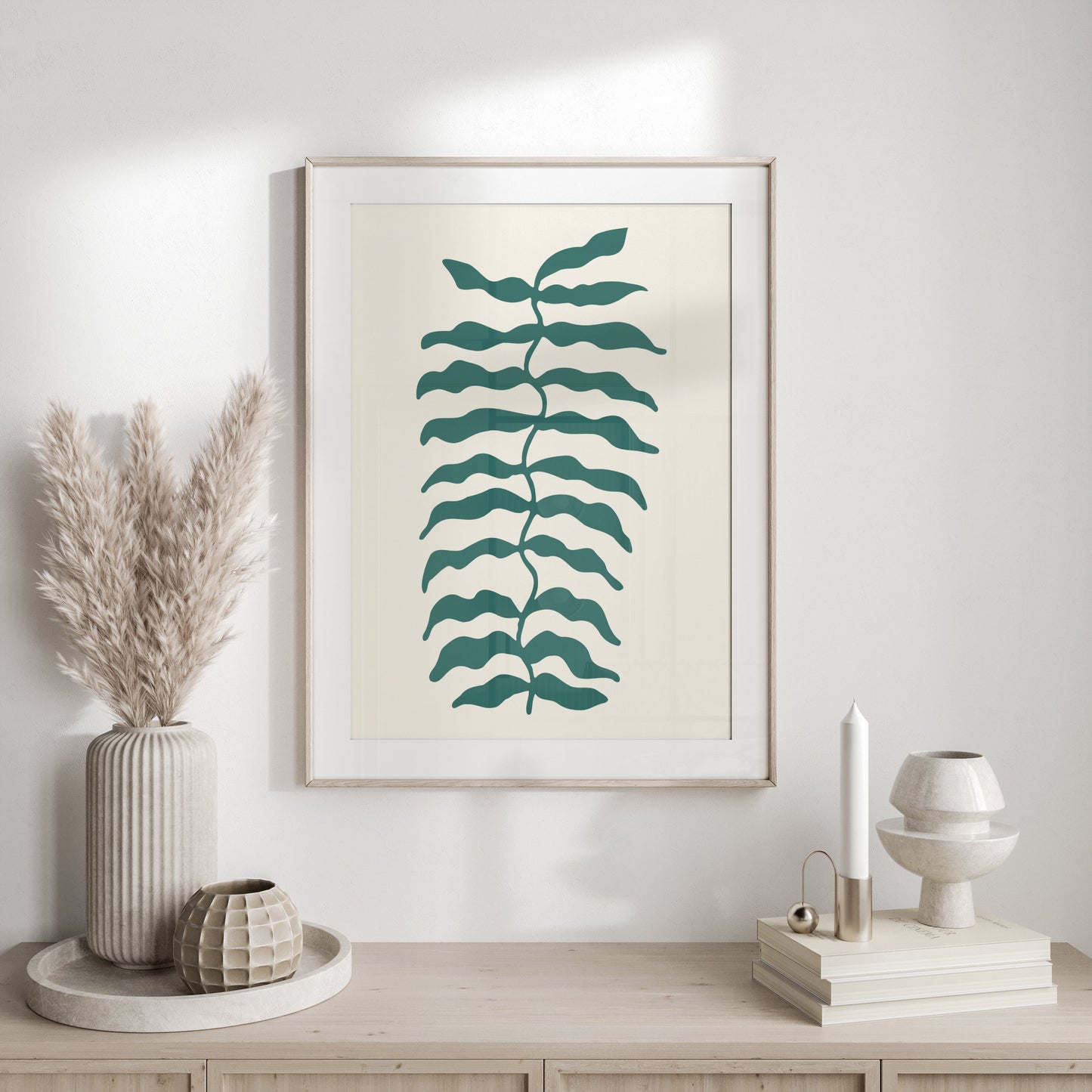 Premium Poster of Stylized Green Leaf Abstract Art Print Posters