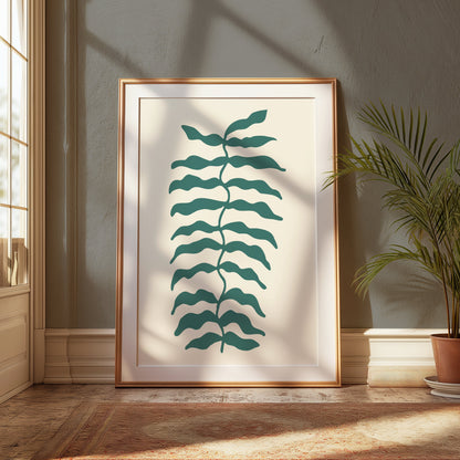 Premium Poster of Stylized Green Leaf Abstract Art Print Posters