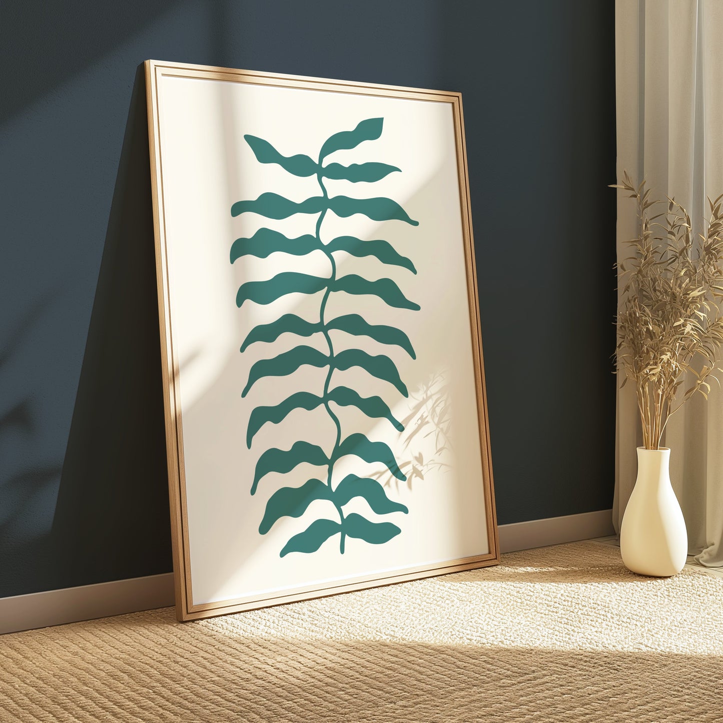 Premium Poster of Stylized Green Leaf Abstract Art Print Posters