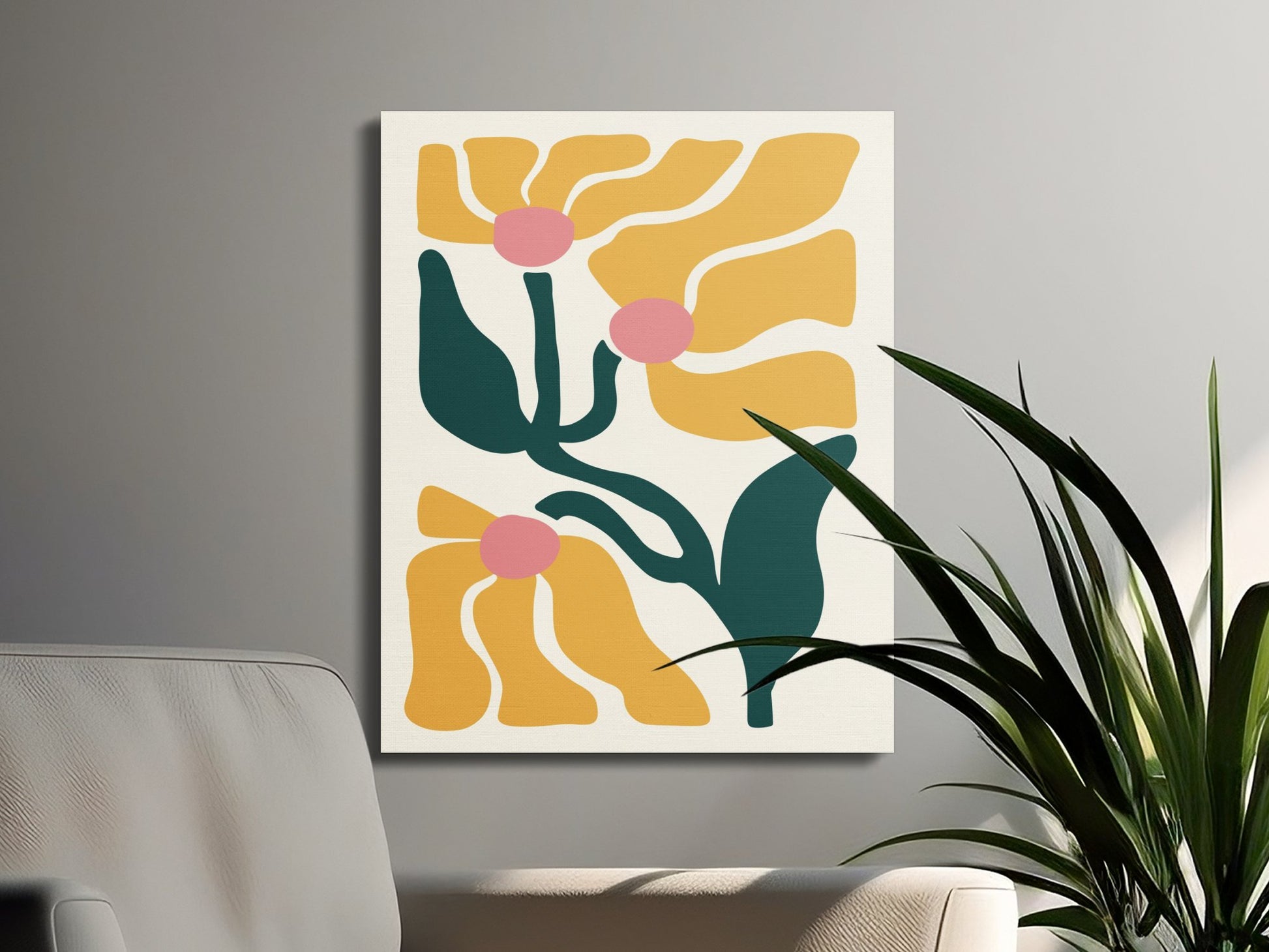 Premium Poster of Sunflower Abstract Print Floral Wall Art Canvas Wraps