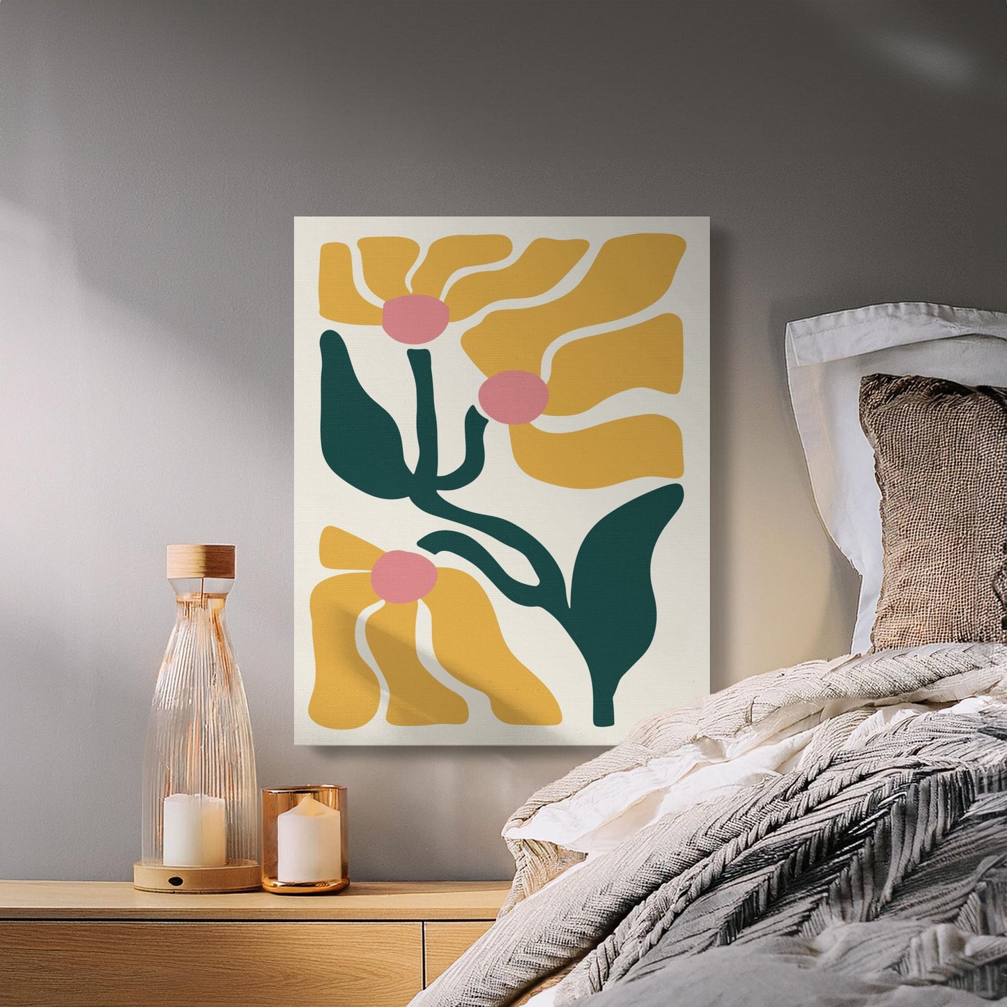 Premium Poster of Sunflower Abstract Print Floral Wall Art Canvas Wraps