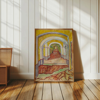 Premium Poster of Sunlit Hallway with Arched Ceilings Art Posters