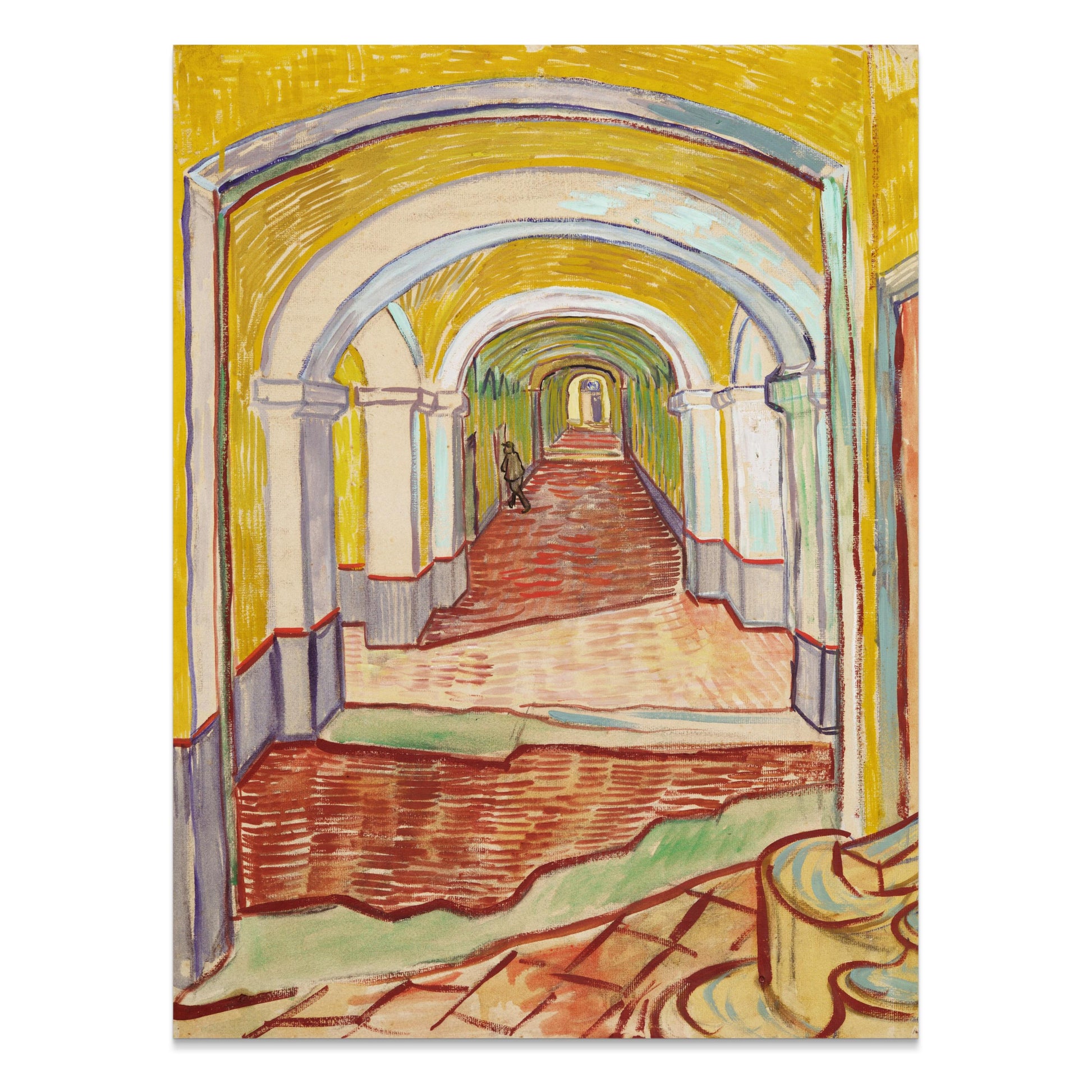 Premium Poster of Sunlit Hallway with Arched Ceilings Art Posters