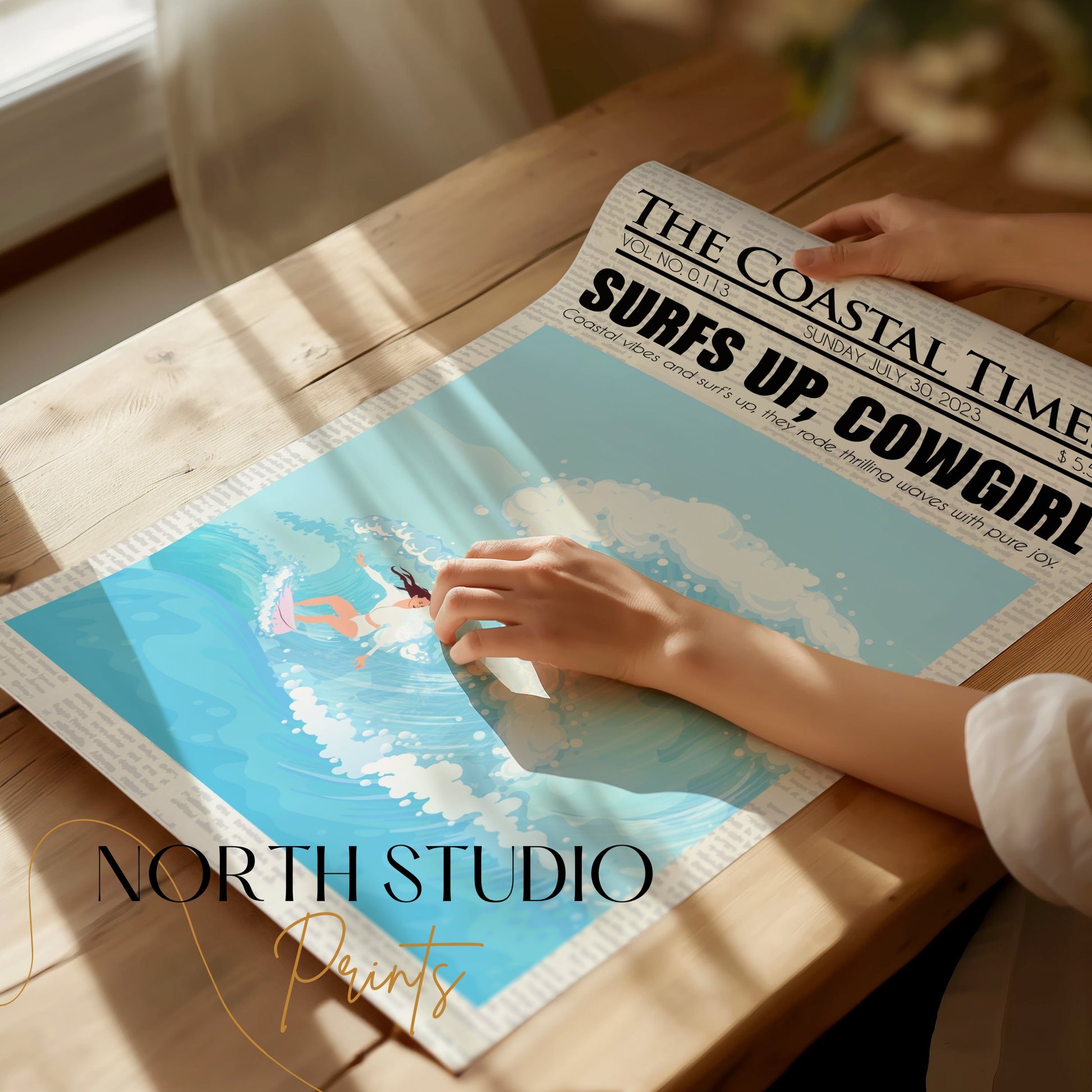 Premium Poster of Surfing Magazine Cover Surfs Up Cowgirl Posters