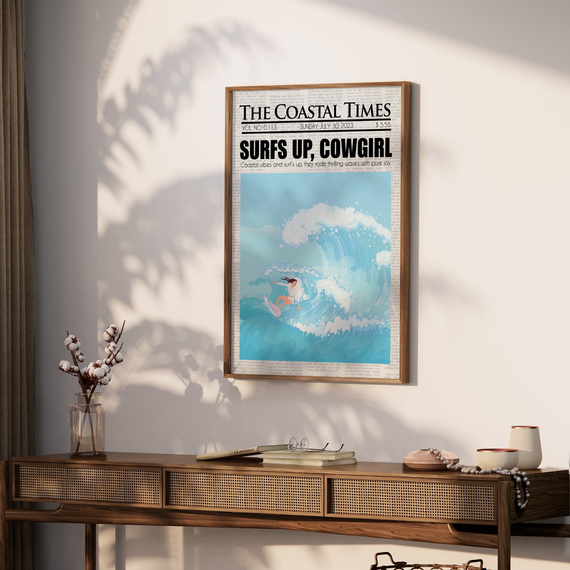 Premium Poster of Surfing Magazine Cover Surfs Up Cowgirl Posters