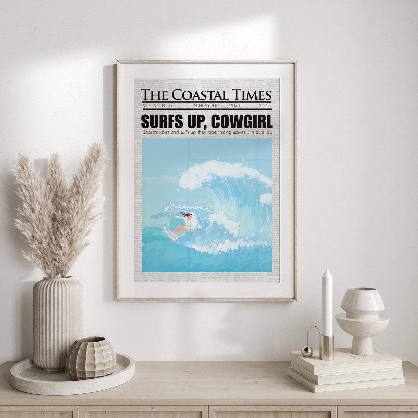 Premium Poster of Surfing Magazine Cover Surfs Up Cowgirl Posters