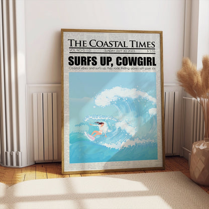 Premium Poster of Surfing Magazine Cover Surfs Up Cowgirl Posters
