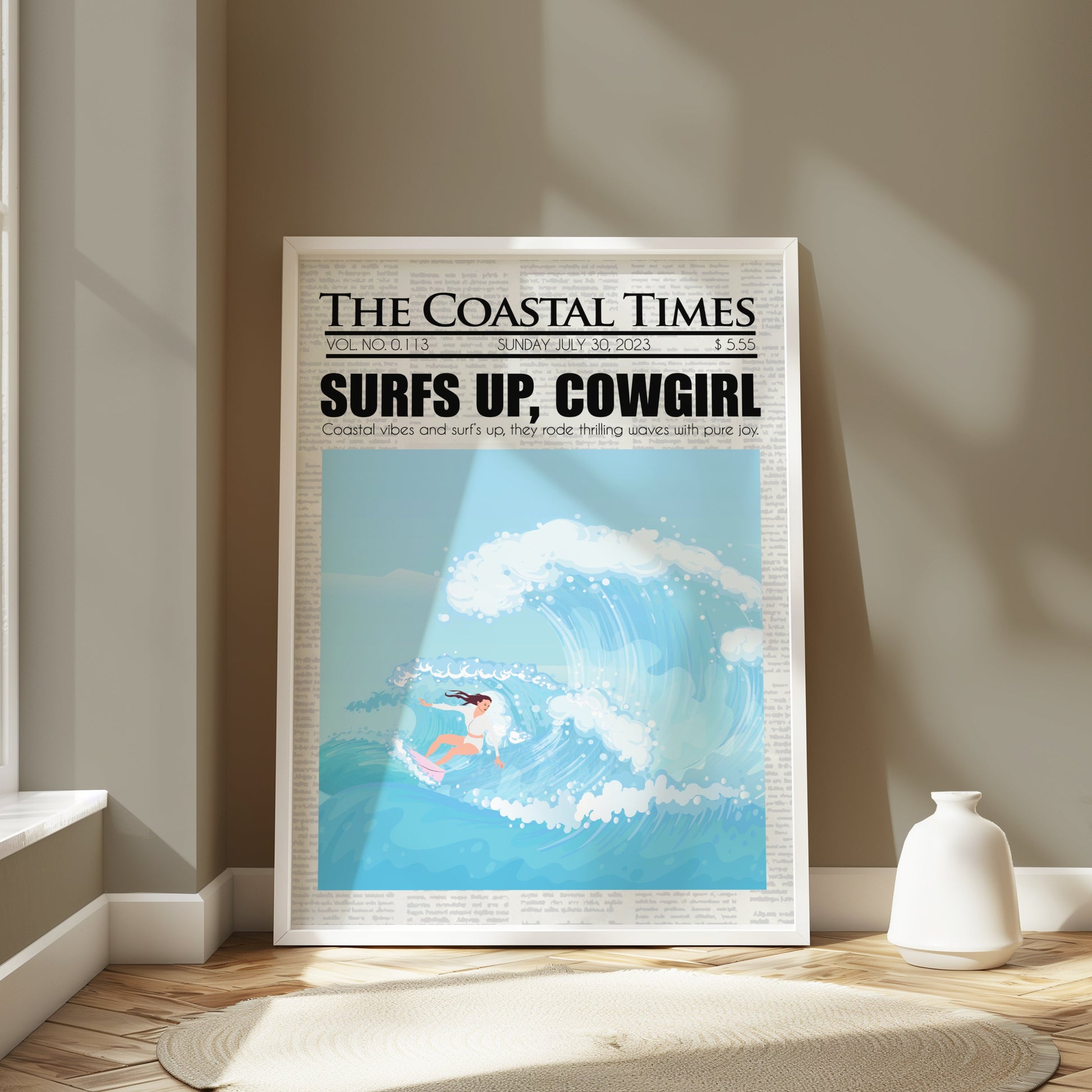 Premium Poster of Surfing Magazine Cover Surfs Up Cowgirl Posters