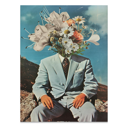Premium Poster of Surreal Flower Head Man in Suit Art Print Posters