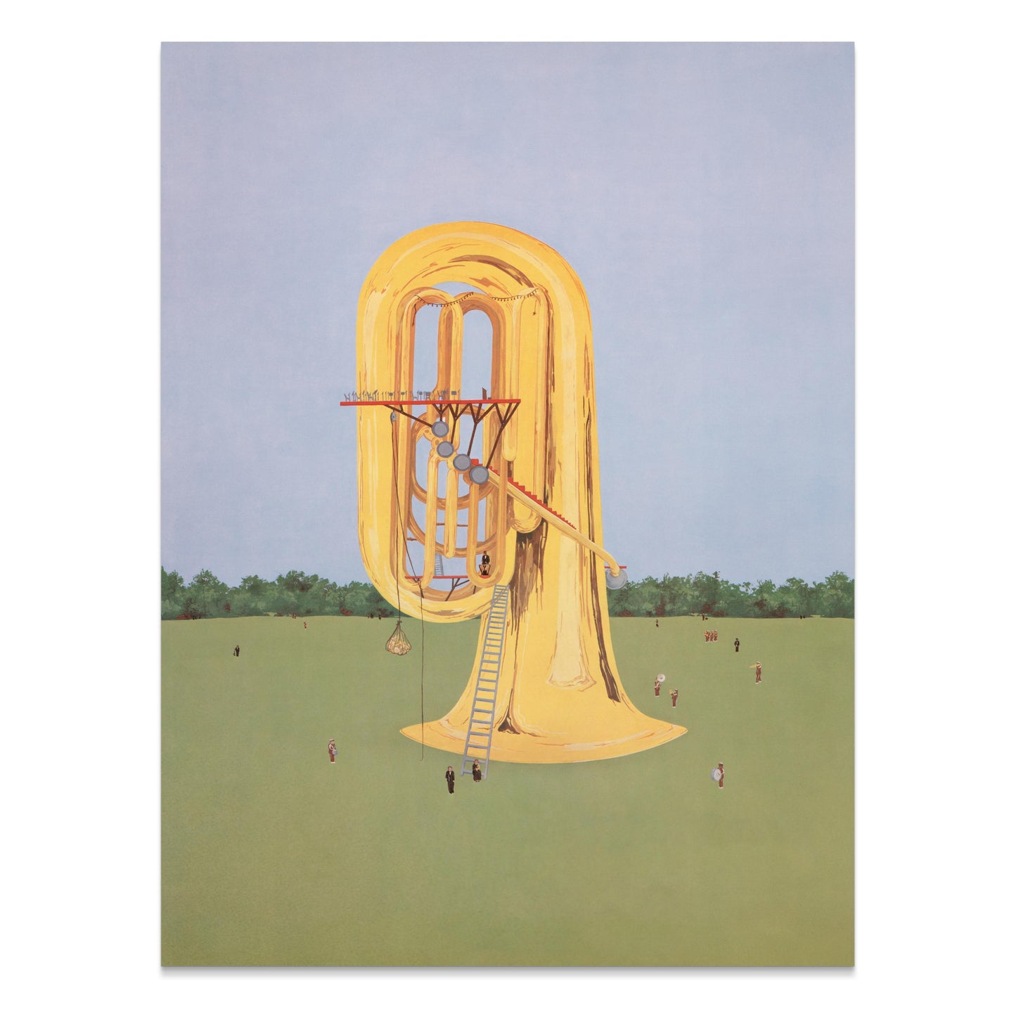 Premium Poster of Surreal Giant Brass Instrument in Open Field Posters