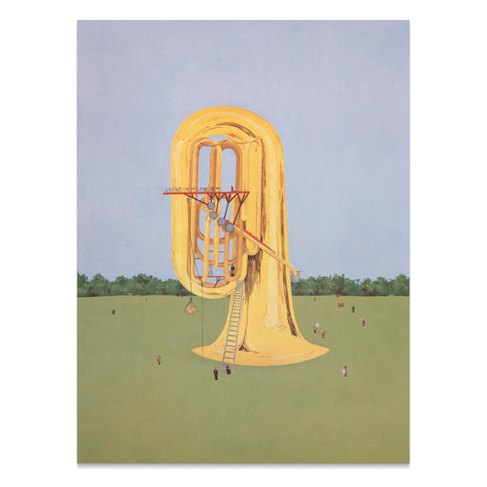 Premium Poster of Surreal Giant Brass Instrument in Open Field Posters