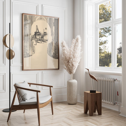 Premium Poster of Surrealist Portrait with Easels and Cathedral Art Posters