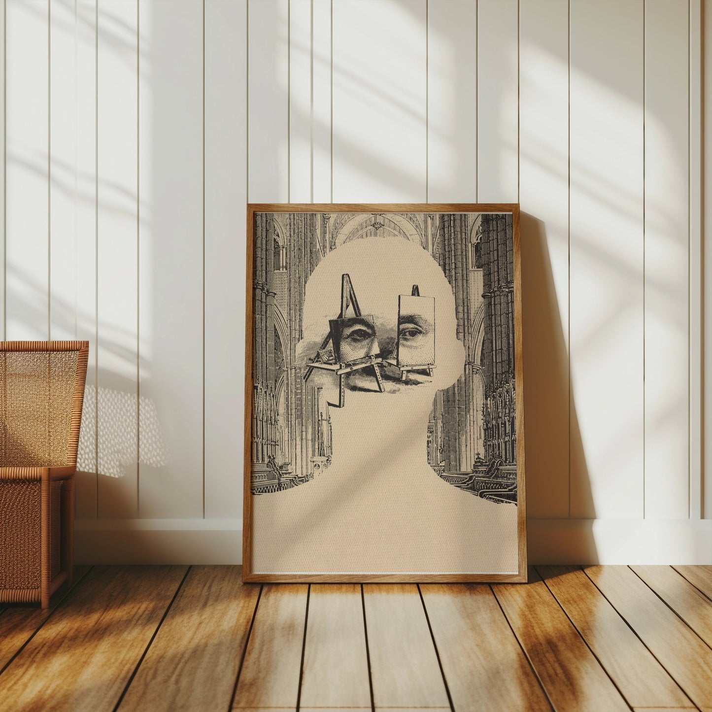 Premium Poster of Surrealist Portrait with Easels and Cathedral Art Posters