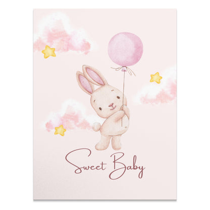 Premium Poster of Sweet Baby Bunny Holding Balloon Posters
