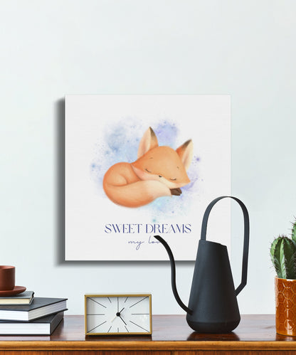 Premium Poster of Sweet Dreams My Love Fox Nursery Wall Art Canvas Wraps