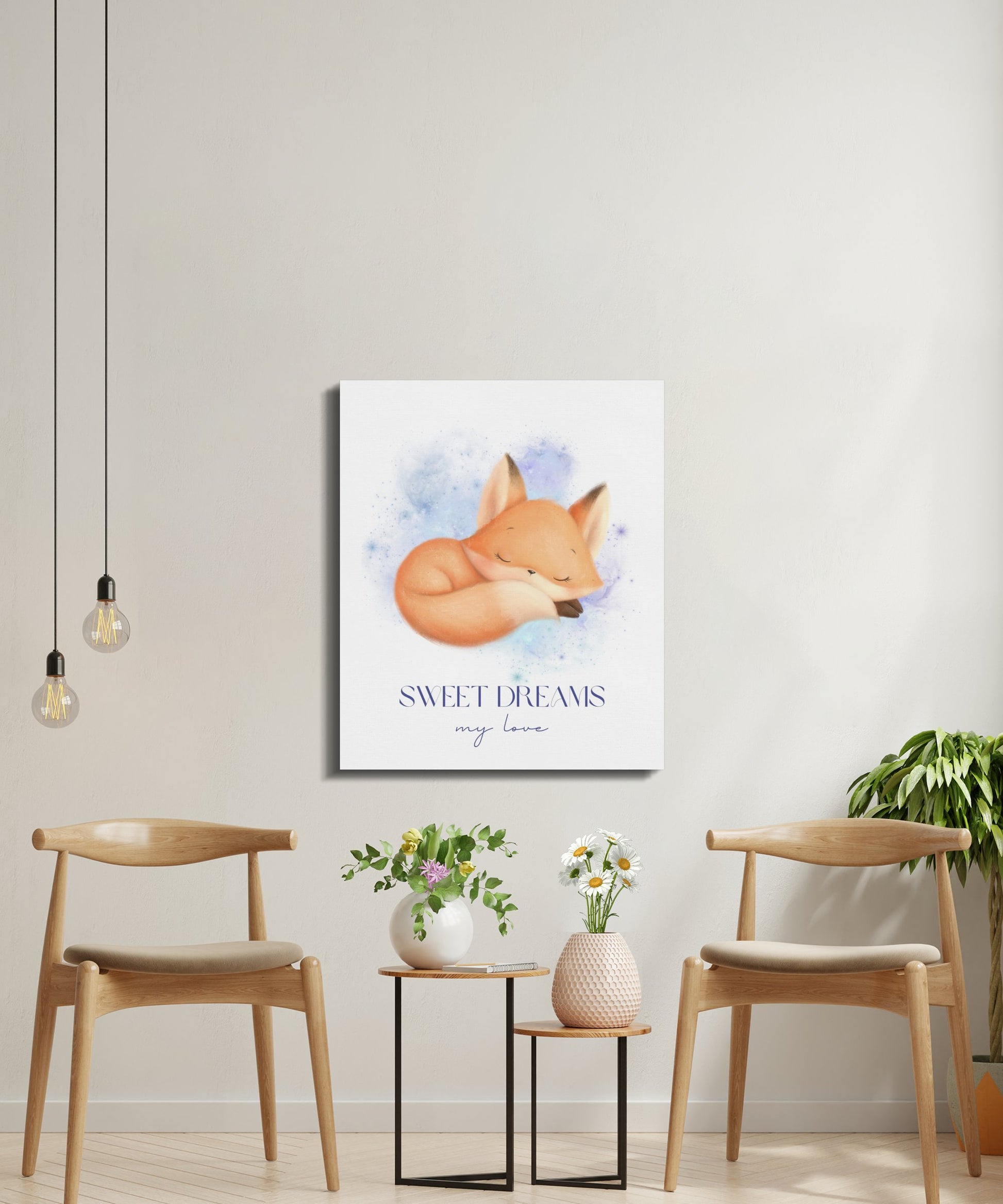 Premium Poster of Sweet Dreams My Love Fox Nursery Wall Art Canvas Wraps