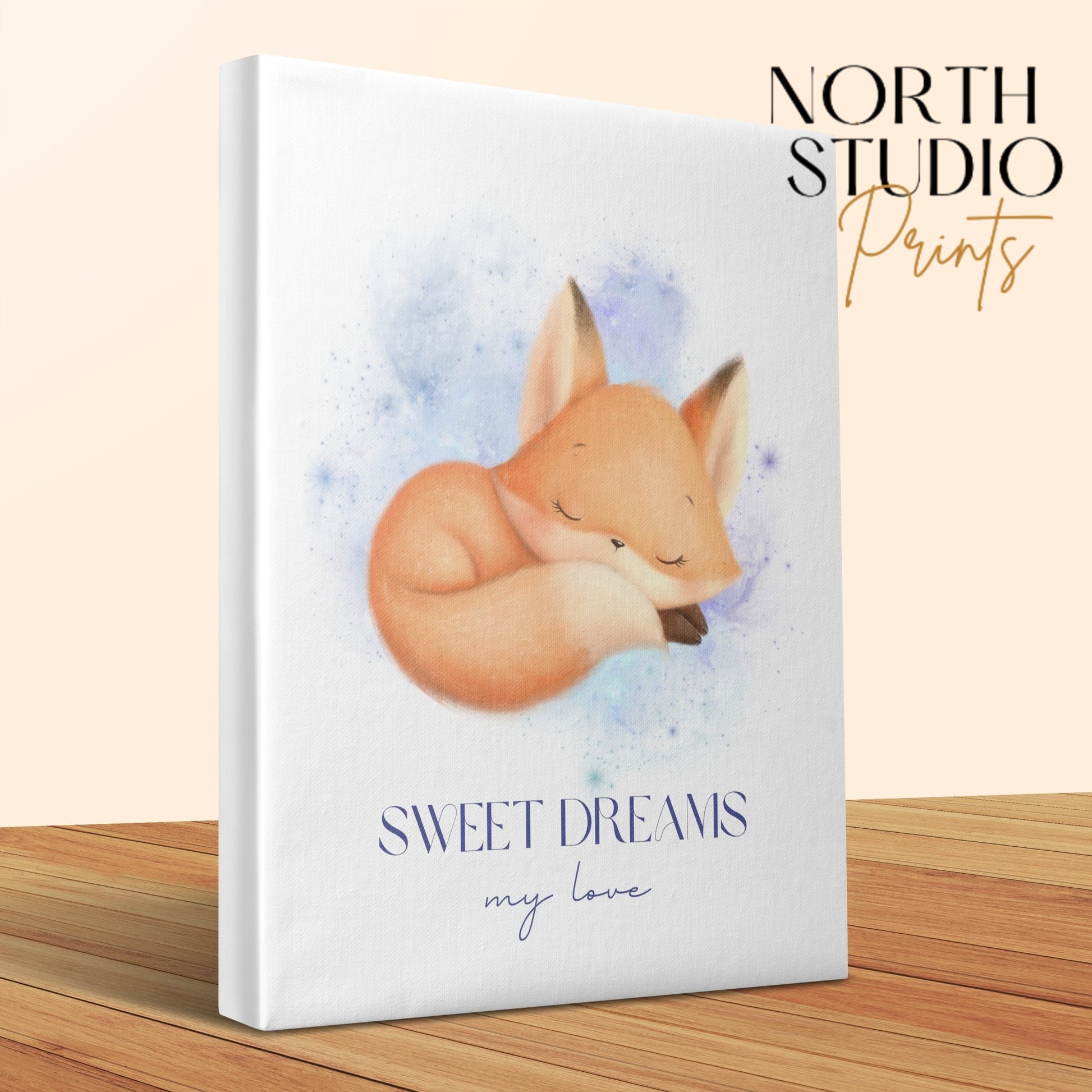 Premium Poster of Sweet Dreams My Love Fox Nursery Wall Art Canvas Wraps