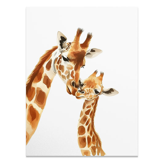 Premium Poster of Sweet Giraffe Mother and Baby Illustration Art Posters