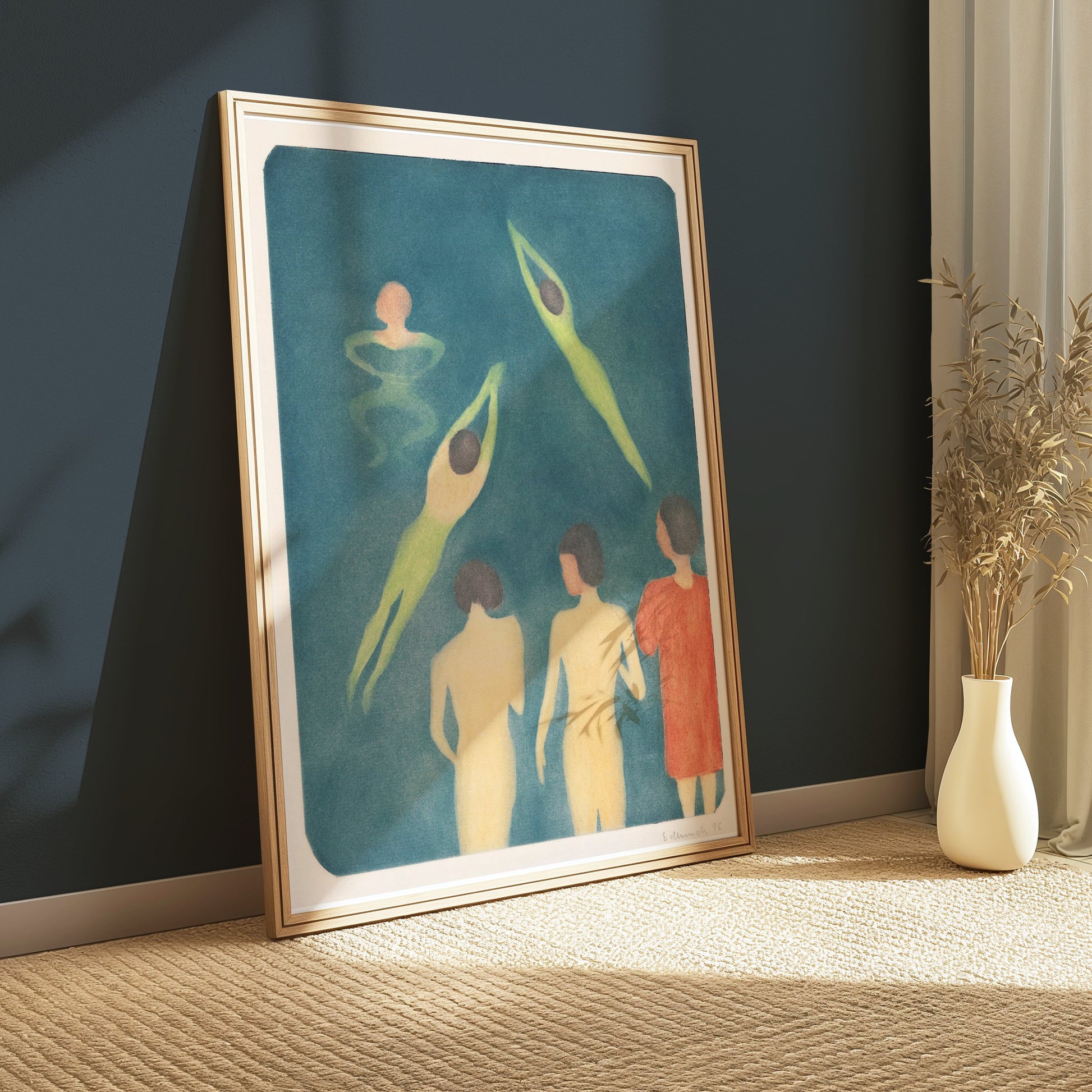 Premium Poster of Swimming Figures in Water Artistic Illustration Posters