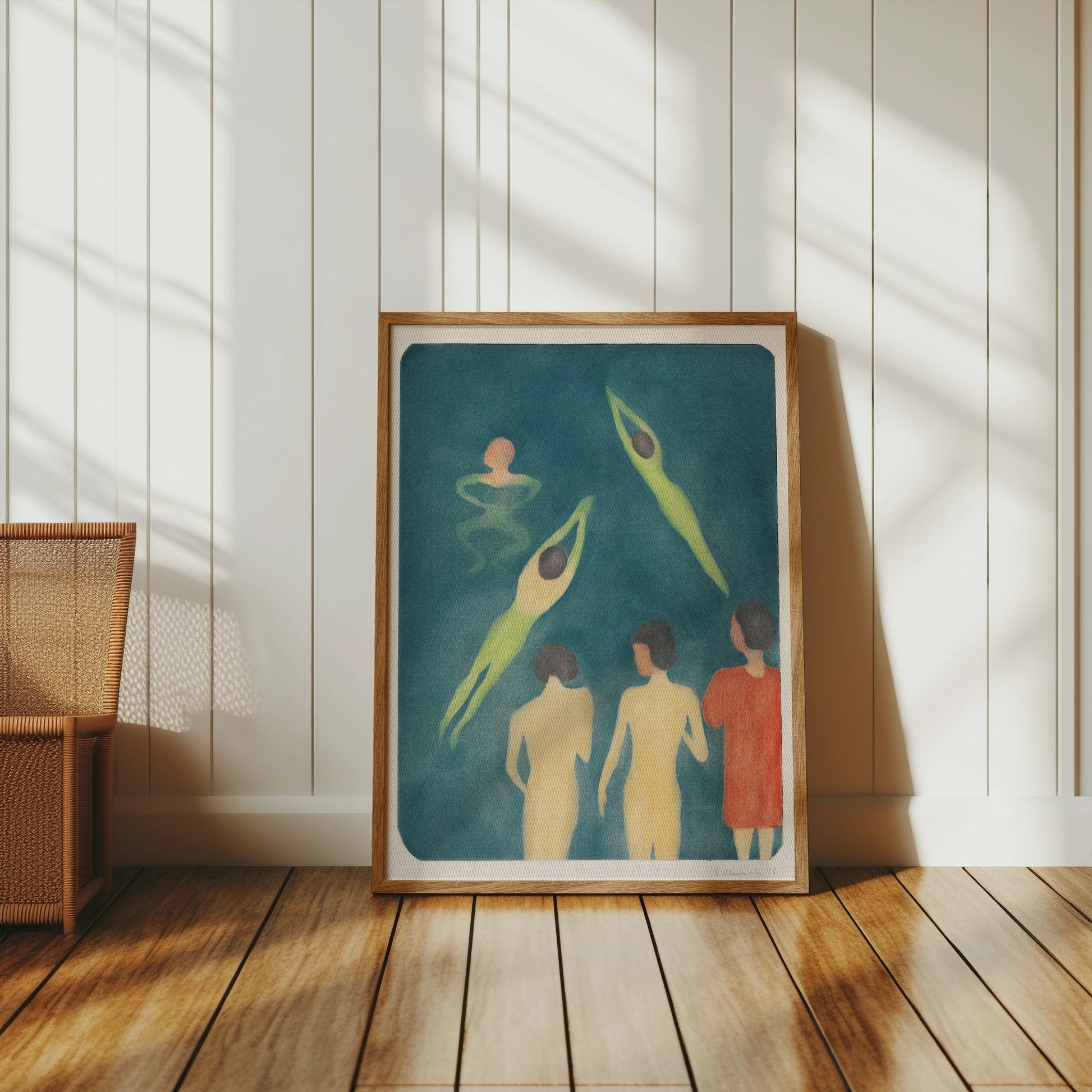 Premium Poster of Swimming Figures in Water Artistic Illustration Posters