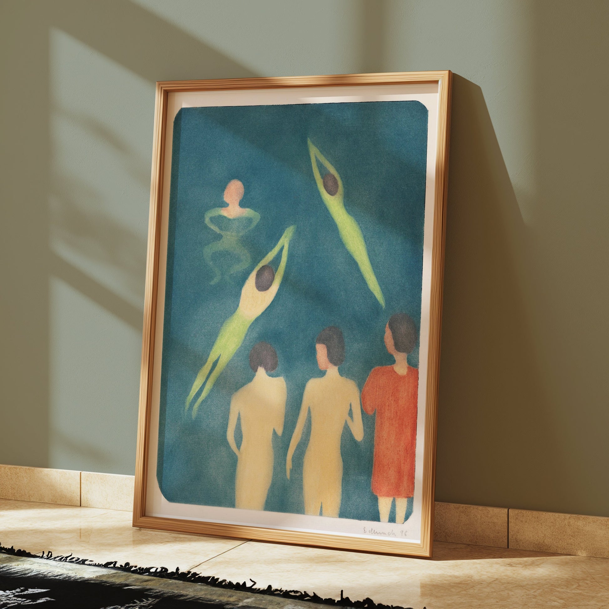 Premium Poster of Swimming Figures in Water Artistic Illustration Posters