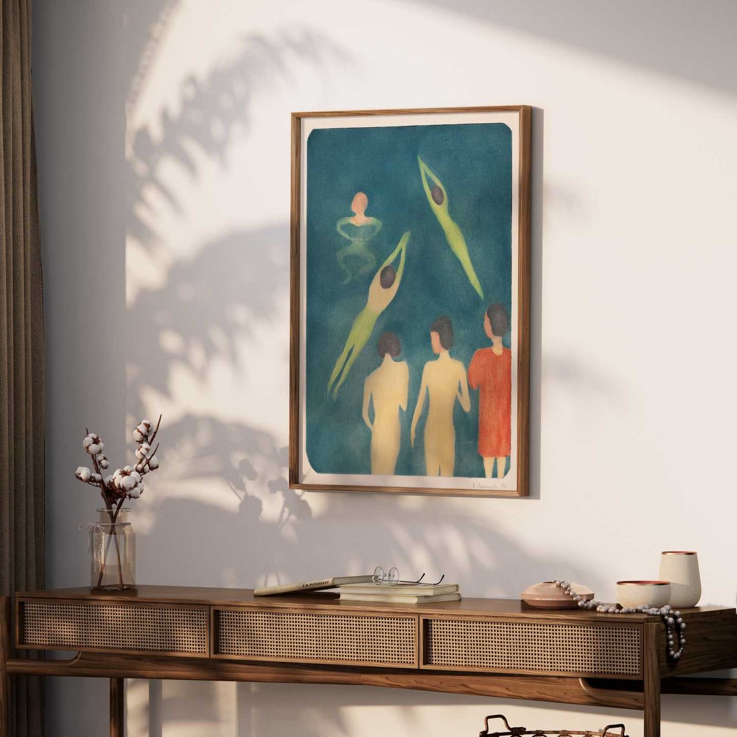 Premium Poster of Swimming Figures in Water Artistic Illustration Posters