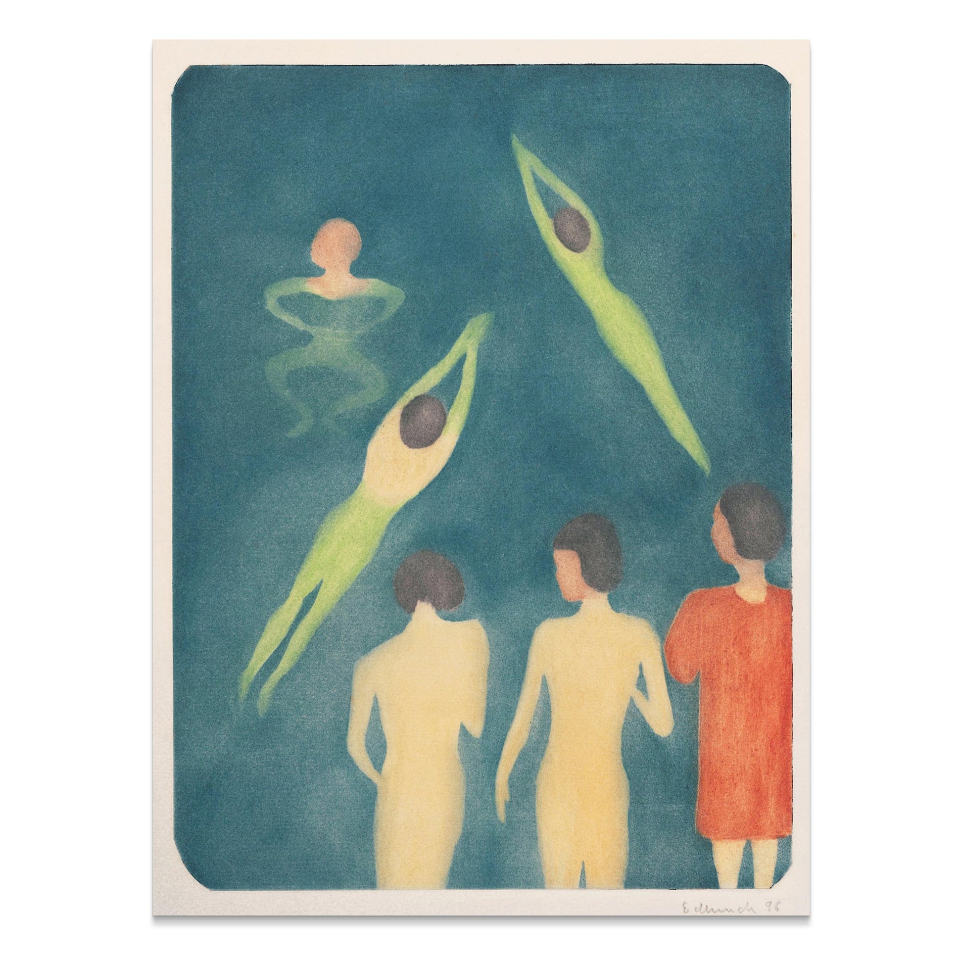 Premium Poster of Swimming Figures in Water Artistic Illustration Posters