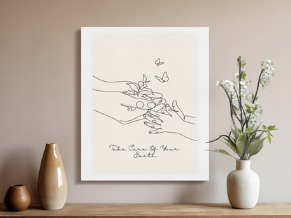Premium Poster of Take Care Of Your Earth Nursery Art Canvas Wraps