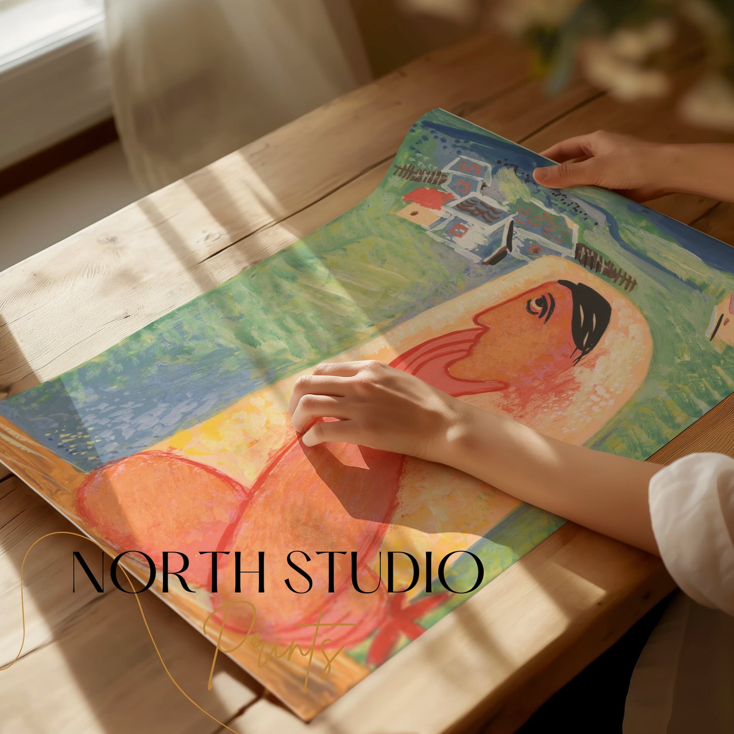 Premium Poster of Thoughtful Woman Sitting by Countryside Art Posters