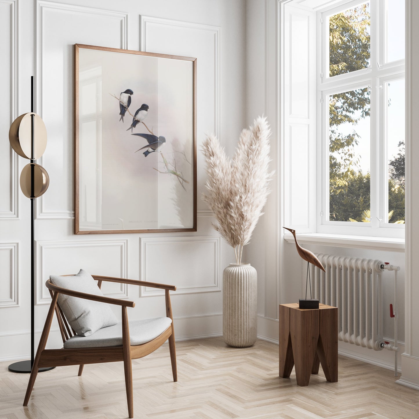 Premium Poster of Three Birds Perched on a Branch Nature Art Posters