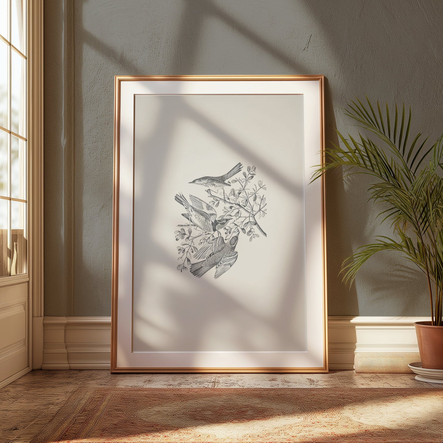 Premium Poster of Three Birds and Branches Sketch Art Posters