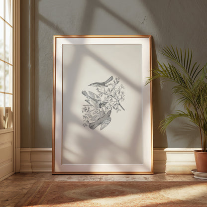 Premium Poster of Three Birds and Branches Sketch Art Posters
