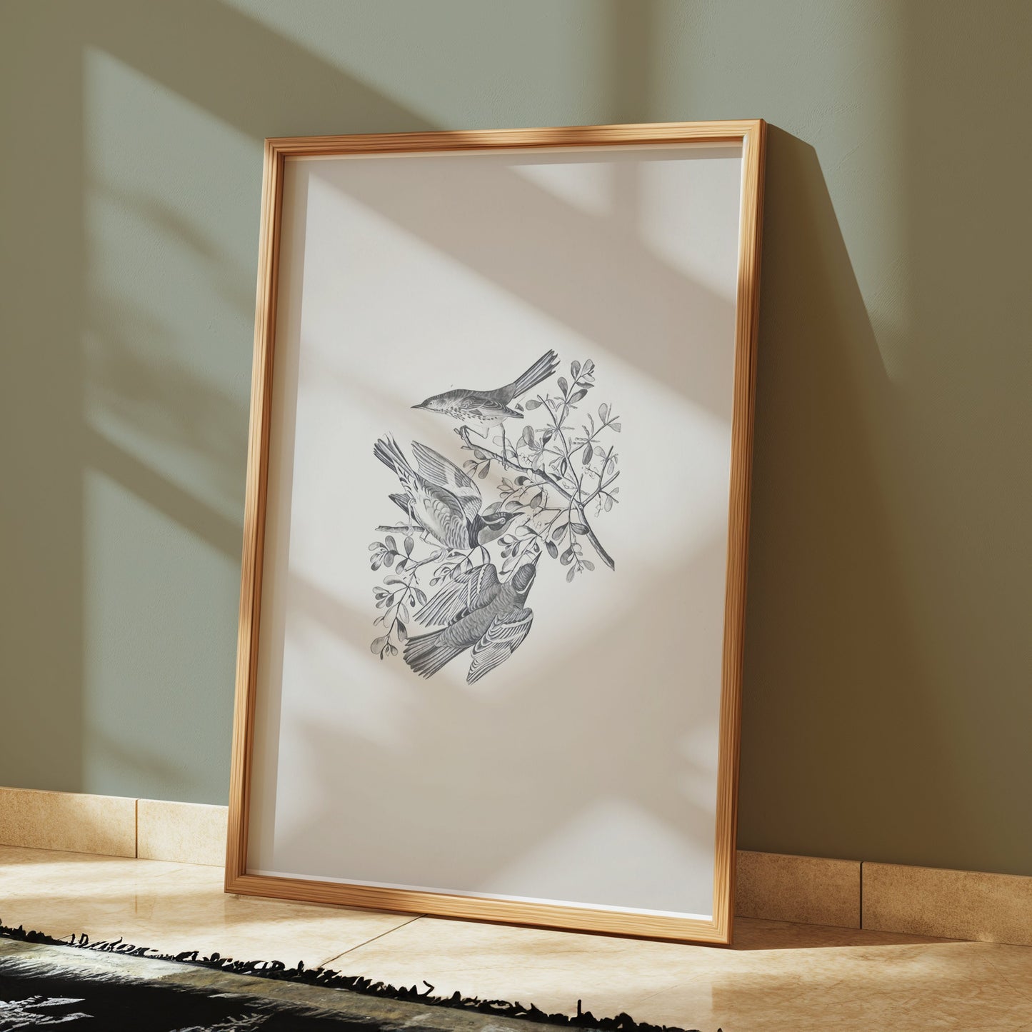 Premium Poster of Three Birds and Branches Sketch Art Posters
