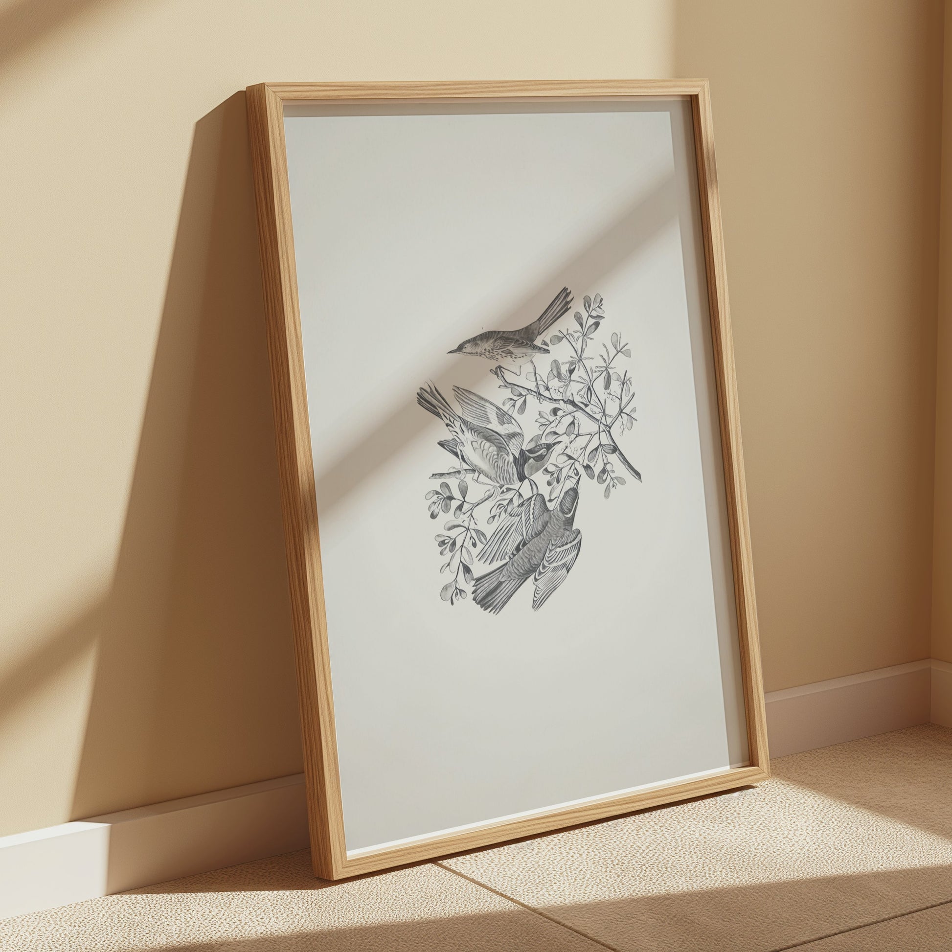Premium Poster of Three Birds and Branches Sketch Art Posters