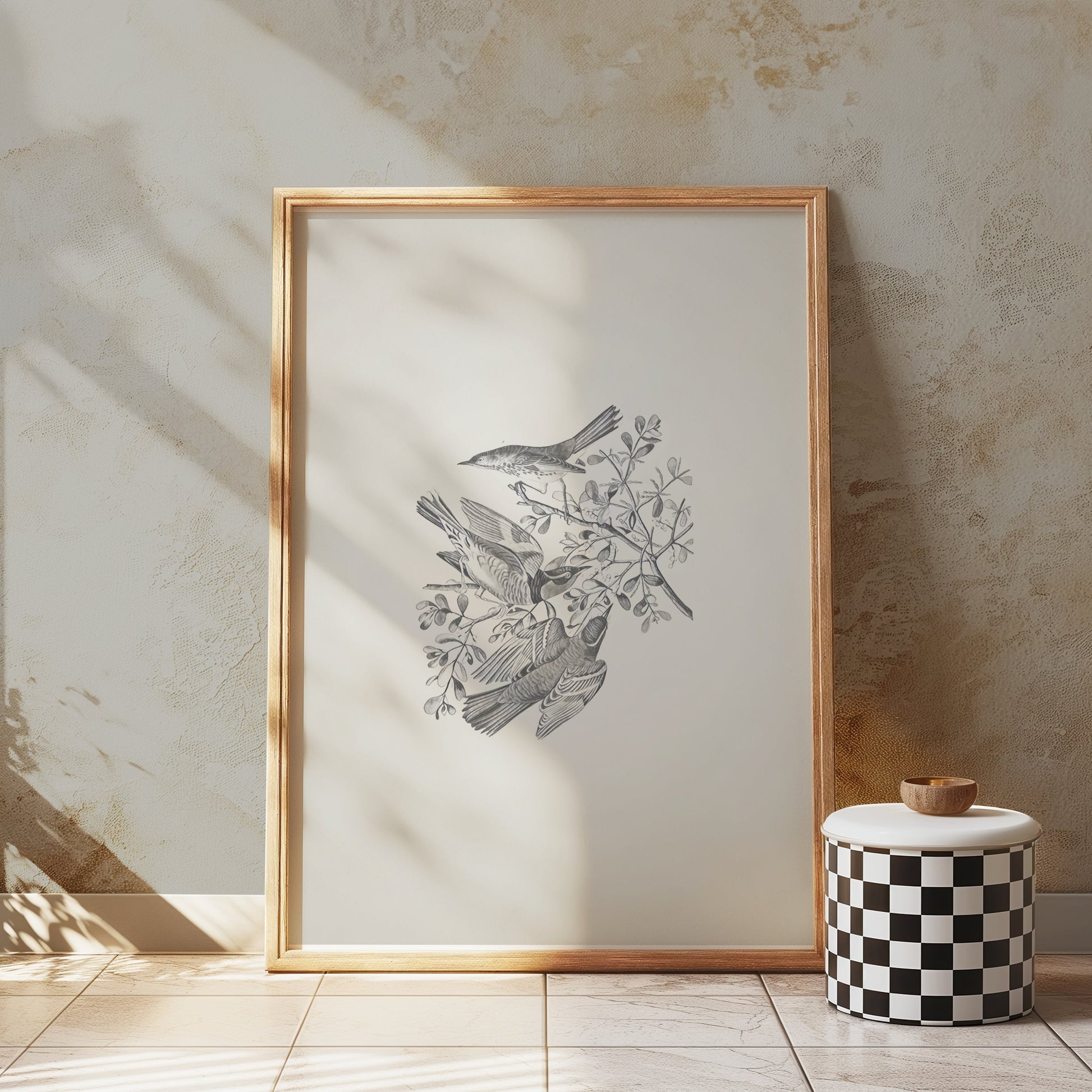 Premium Poster of Three Birds and Branches Sketch Art Posters