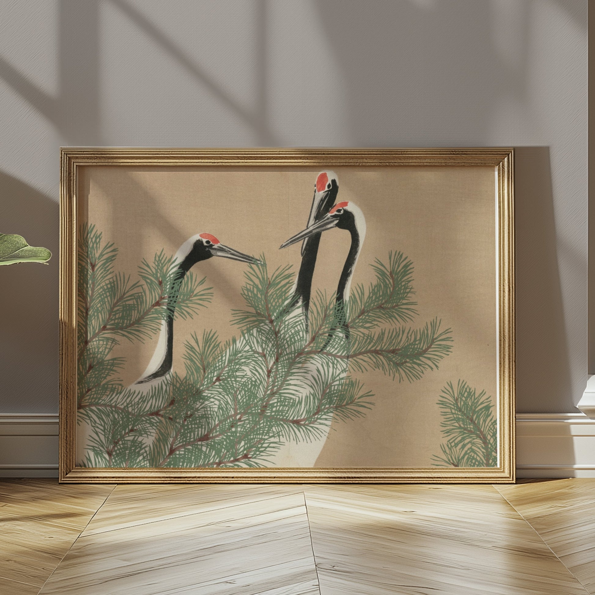 Premium Poster of Three Cranes Among Pine Branches Japanese Art Posters