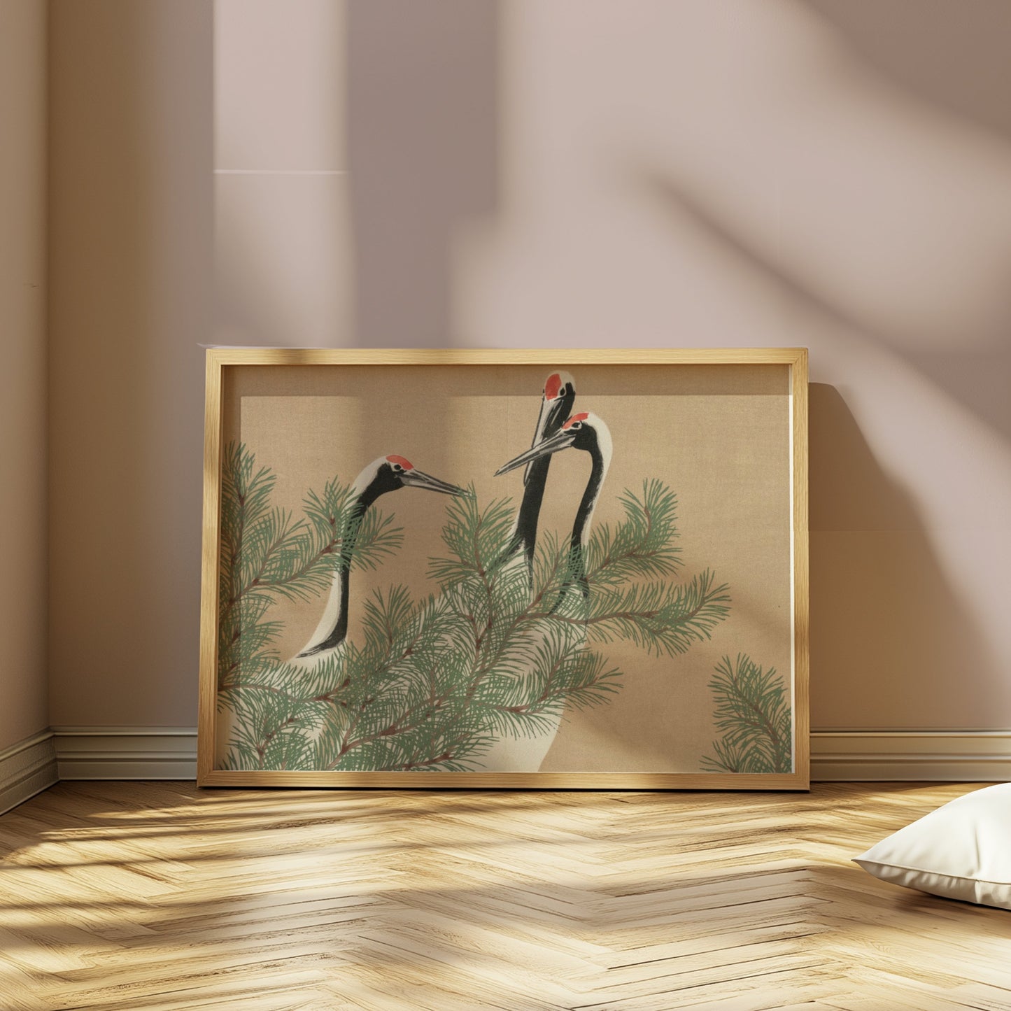 Premium Poster of Three Cranes Among Pine Branches Japanese Art Posters