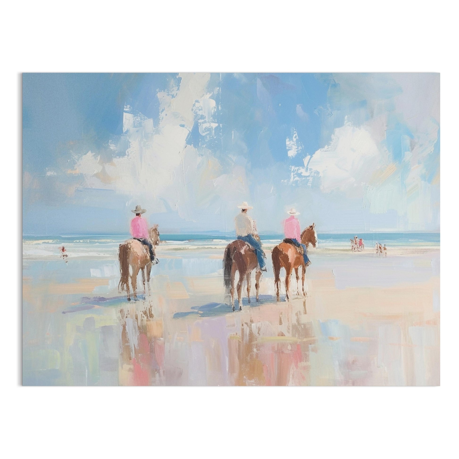 Premium Poster of Three Horse Riders Beach Painting Artwork Wall Art Posters