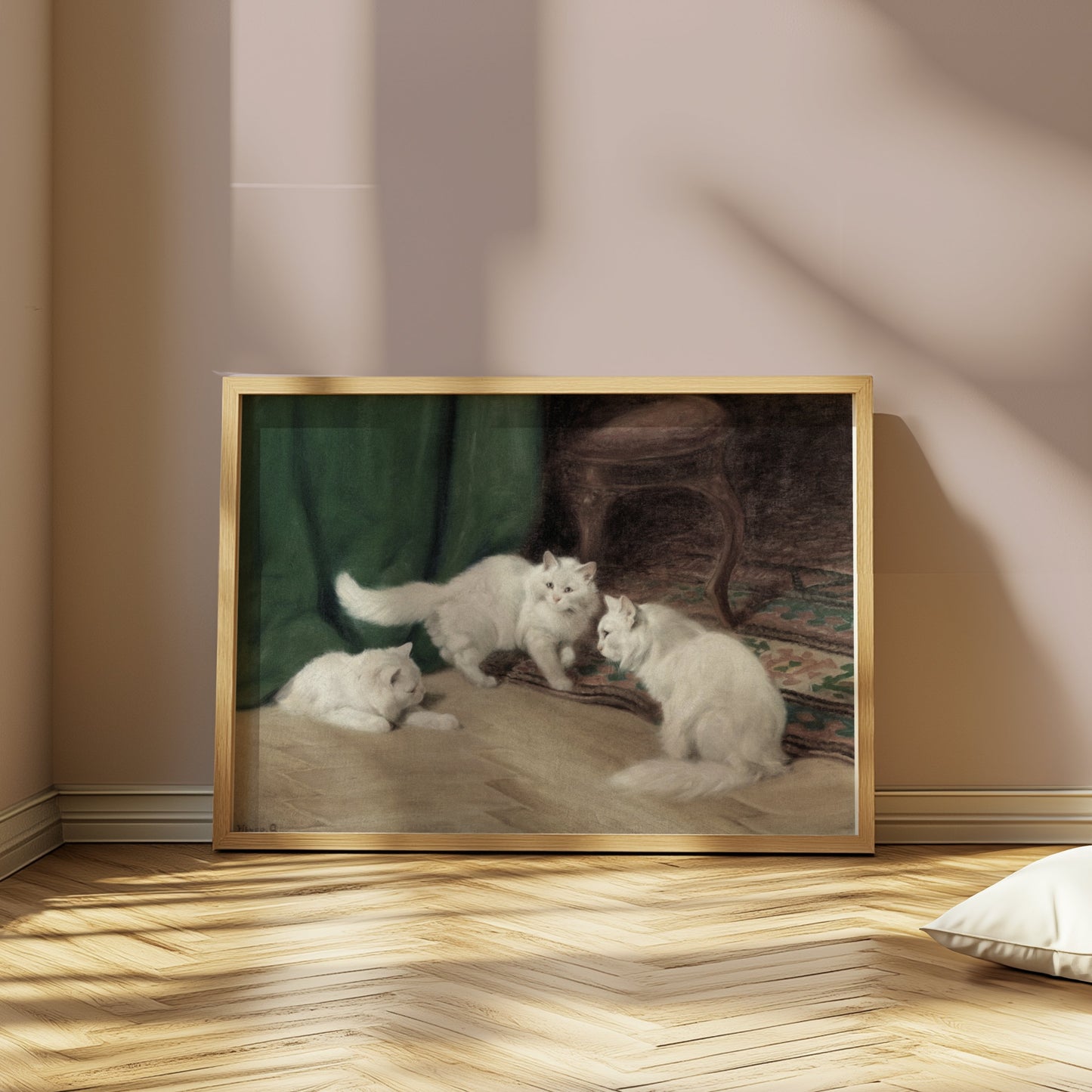 Premium Poster of Three White Cats In An Elegant Room Scene Posters