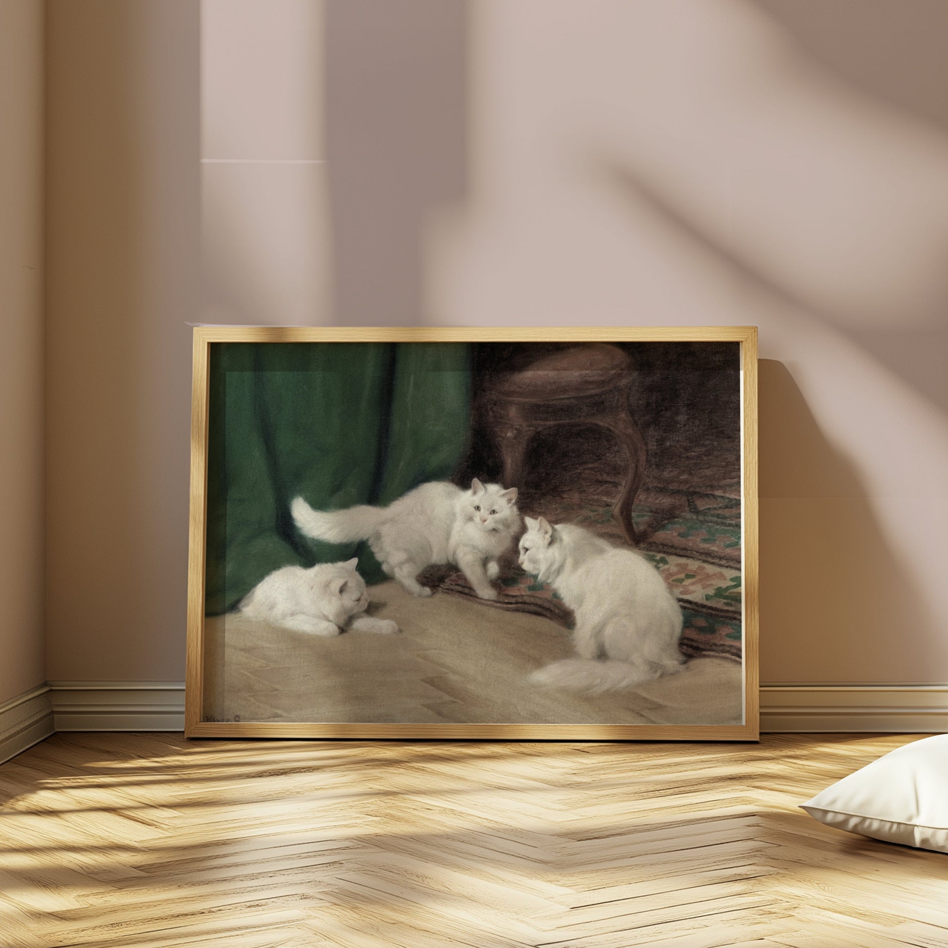 Premium Poster of Three White Cats In An Elegant Room Scene Posters