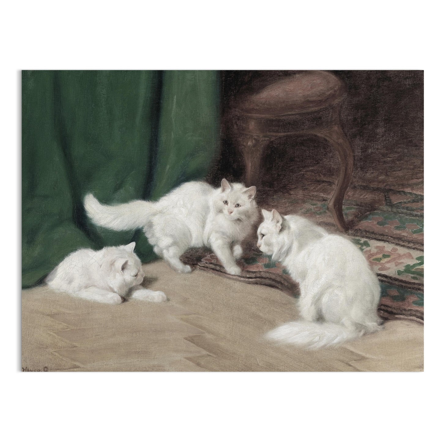 Premium Poster of Three White Cats In An Elegant Room Scene Posters