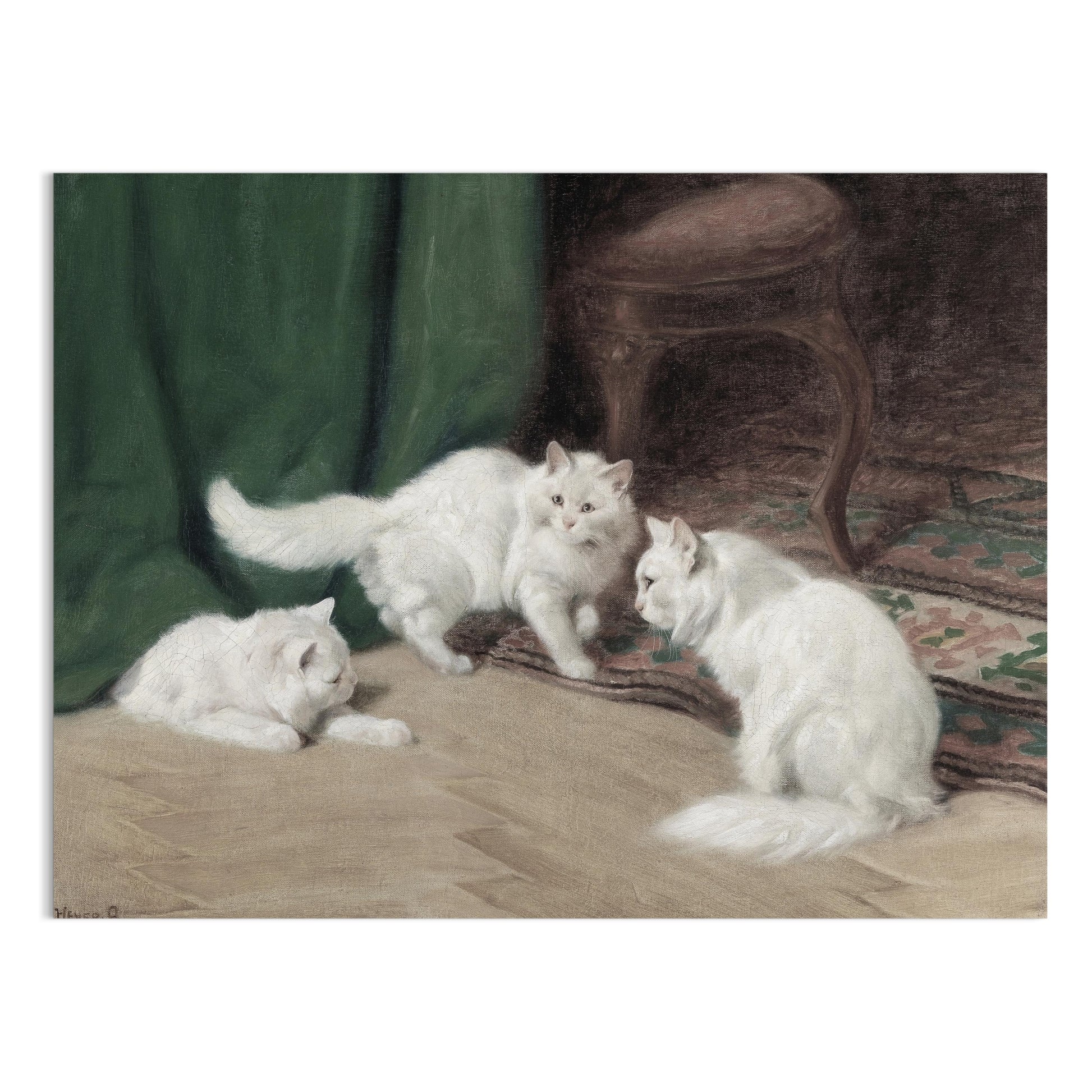 Premium Poster of Three White Cats In An Elegant Room Scene Posters