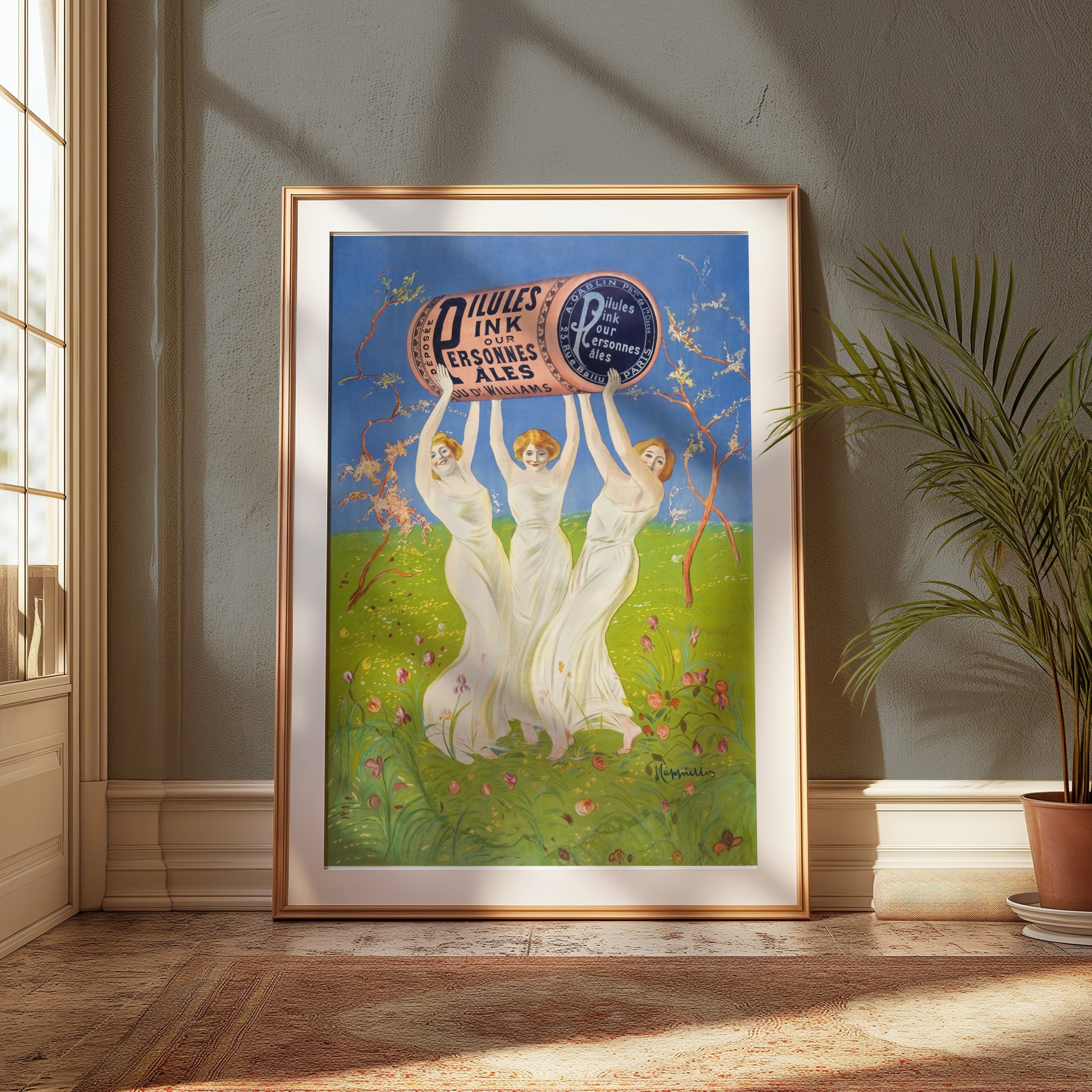 Premium Poster of Three Women Holding Giant Ink Bottle Vintage Posters