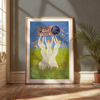Premium Poster of Three Women Holding Giant Ink Bottle Vintage Posters