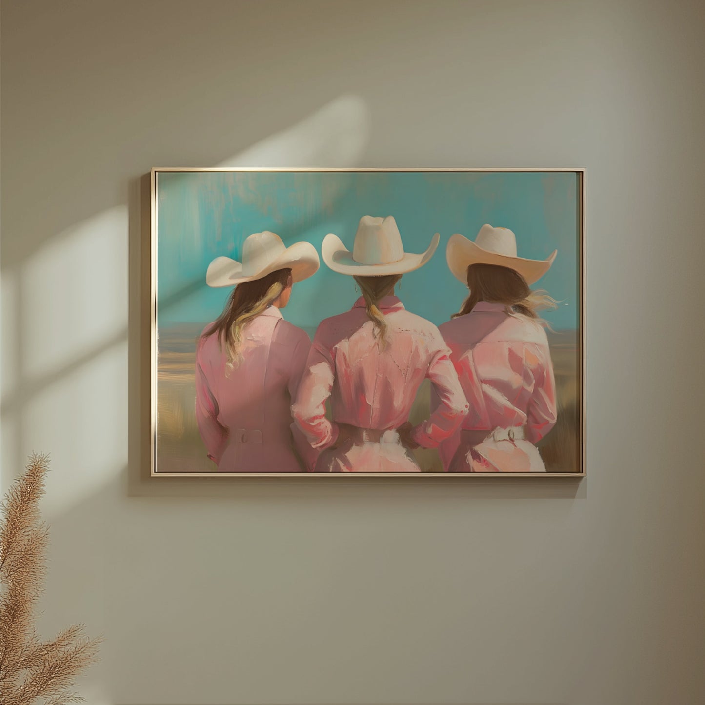 Premium Poster of Three Women in White Cowboy Hats Art Prints Posters
