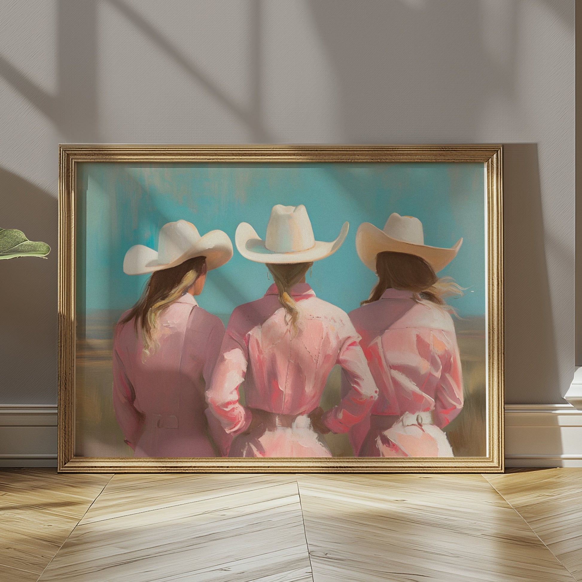 Premium Poster of Three Women in White Cowboy Hats Art Prints Posters